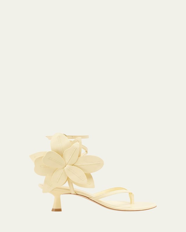 Paradise 50 Flower Leather Kitten Sandals
